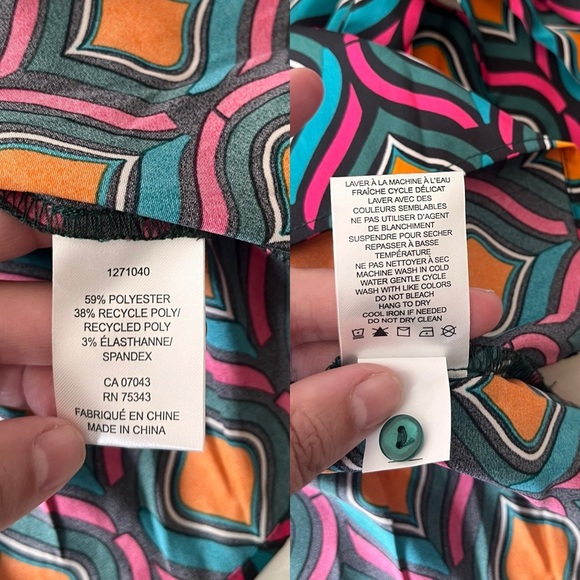 NWT Cupcakes and Cashmere Multicolour Geo Print Wrap Blouse XS - Picture 14 of 14